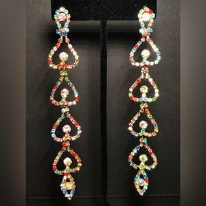 Vibrant Multicolor Crystal Heart Earrings